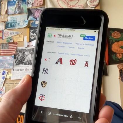Immaculate Grid (baseball) on an iPhone