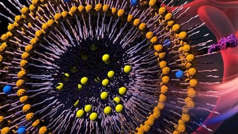 A polymersome with its methotrexate cargo. Illustration by Parinaz Ghanbari.