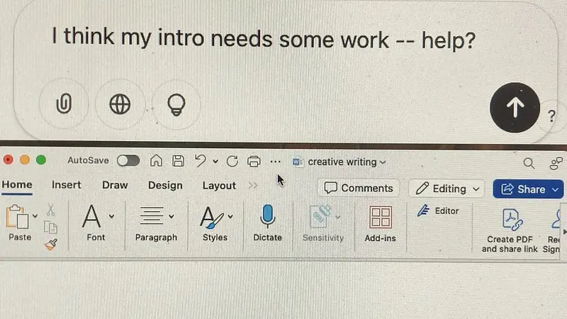 Writer asking ChatGPT for help