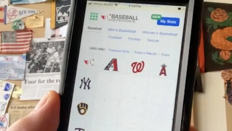 Immaculate Grid (baseball) on an iPhone