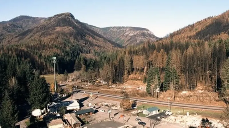 Fire-damaged Detroit, Oregon, following the 2020 Labor Day blazes.