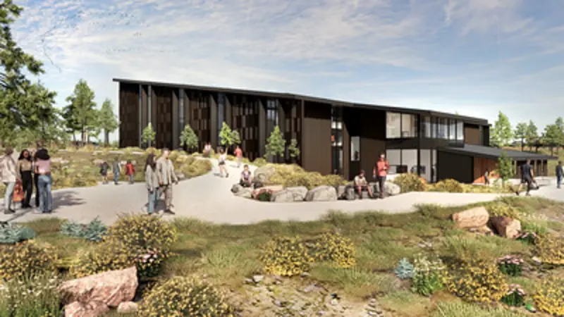 Exterior view of future Student Health and Recreation Center at OSU-Cascades