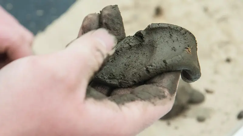 Clay soil sticks together. Photo by Lynn Ketchum.
