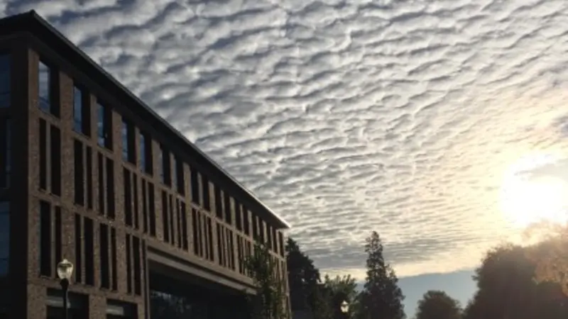 Austin Hall at sunrise