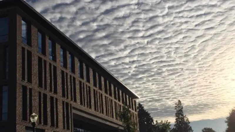 Austin Hall at sunrise