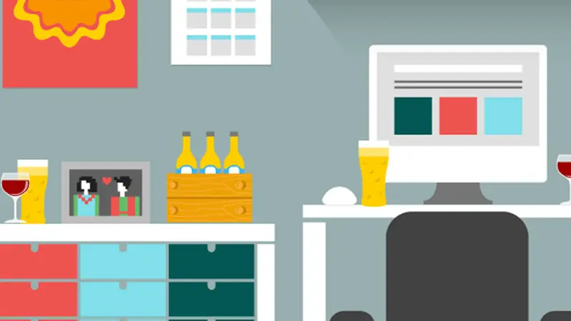Graphic image of beer in workplace 