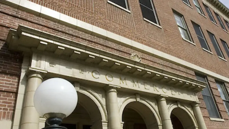 Stock image of Bexell Hall at OSU, red-brick building with big arches