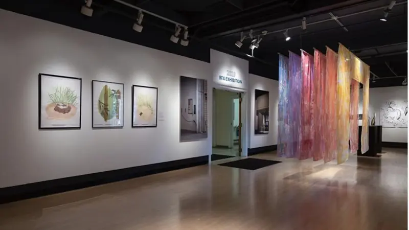 Image of the 2019 senior exhibition in the Fairbanks Gallery