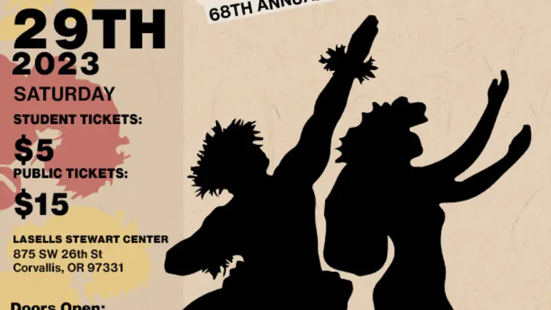 event poster with Hawaiian dancers