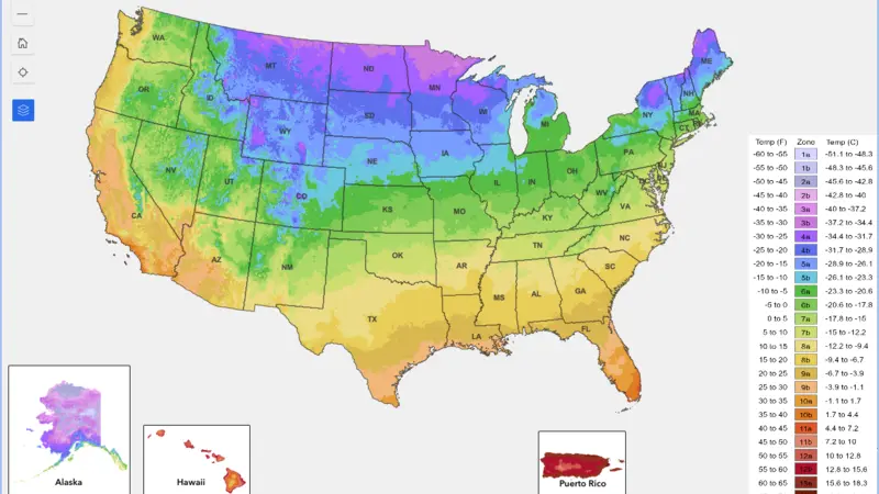 USDA Plant Hardiness Zone Map