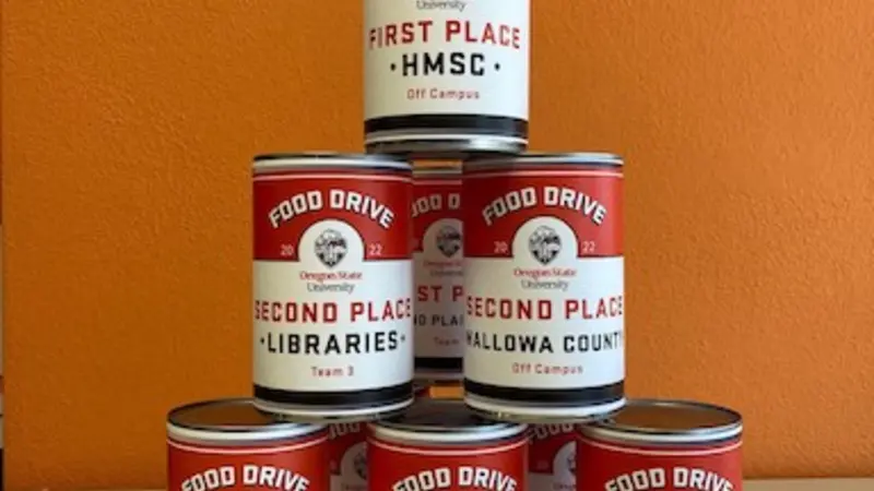 stack of food cans