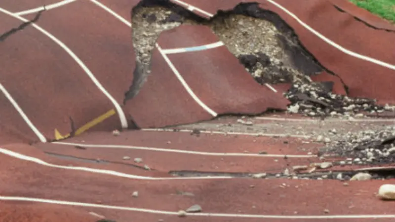 Earthquake-mangled track