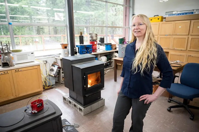 Nordica MacCarty is working on making wood stoves burn more cleanly and efficiently. Photo by Karl Maasdam.