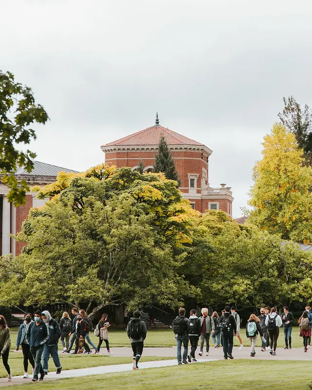 Image of students walking on Corvallis campus 