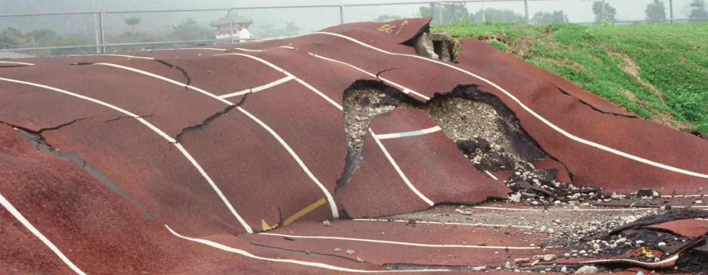Earthquake-mangled track