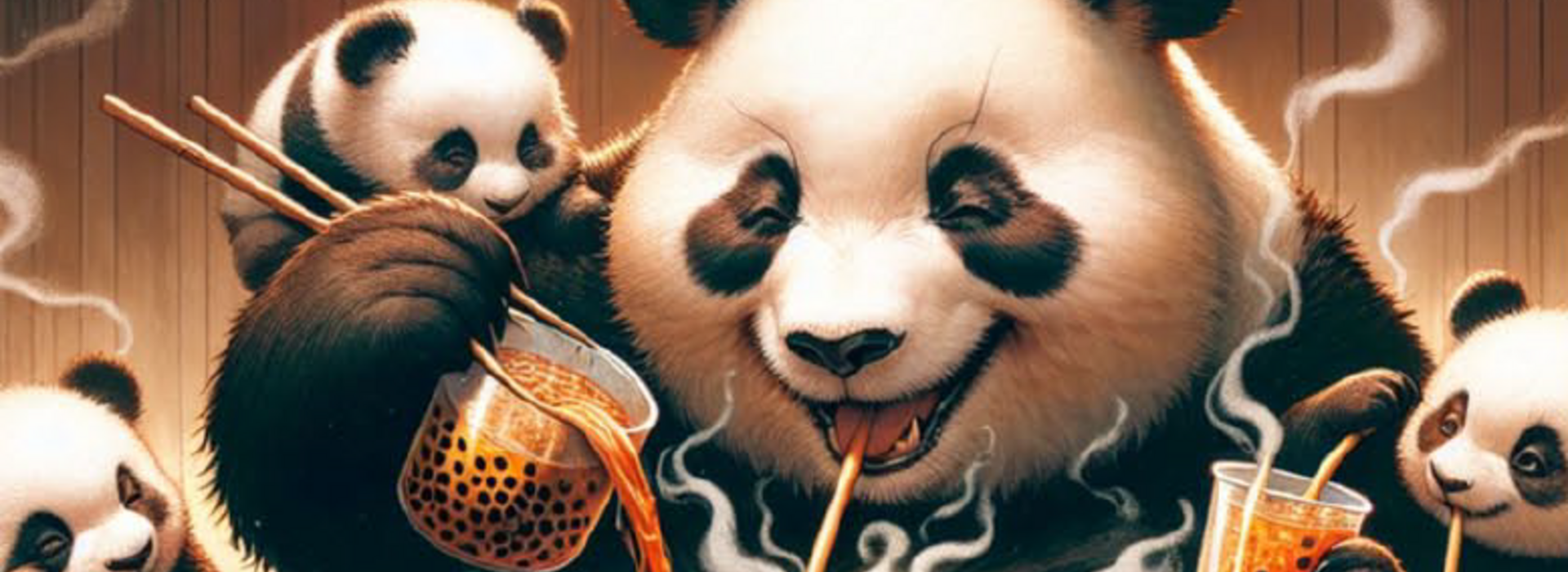 AI-generated image of dining pandas