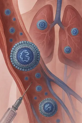 Scientists have made a key breakthrough for treating respiratory diseases by developing a new drug delivery system that transports genetic therapies directly to the lungs, opening promising possibilities for patients with conditions like lung cancer and cystic fibrosis. Illustration provided by Gaurav Sahay, OSU College of Pharmacy.