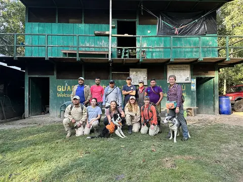 Field crew from Oregon State University and the Wildlife Conservation Society of Guatemala conducting research in the Maya Biosphere Reserve at field station.
