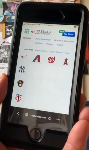 Immaculate Grid (baseball) on an iPhone