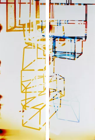 Unbuild Reverse, 2017, 73 x 49 inches, unique chromogenic photogram, by Farrah Karapetian